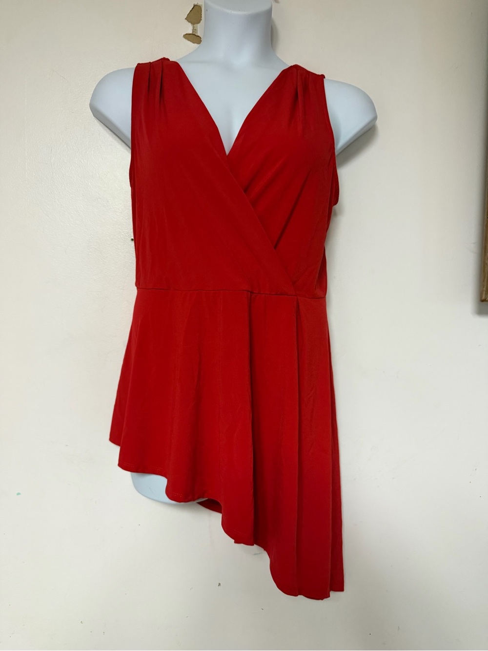 3/$15 Midnight Velvet Stretchy Asymmetrical Red A-Line Peplum Tunic Top XL
